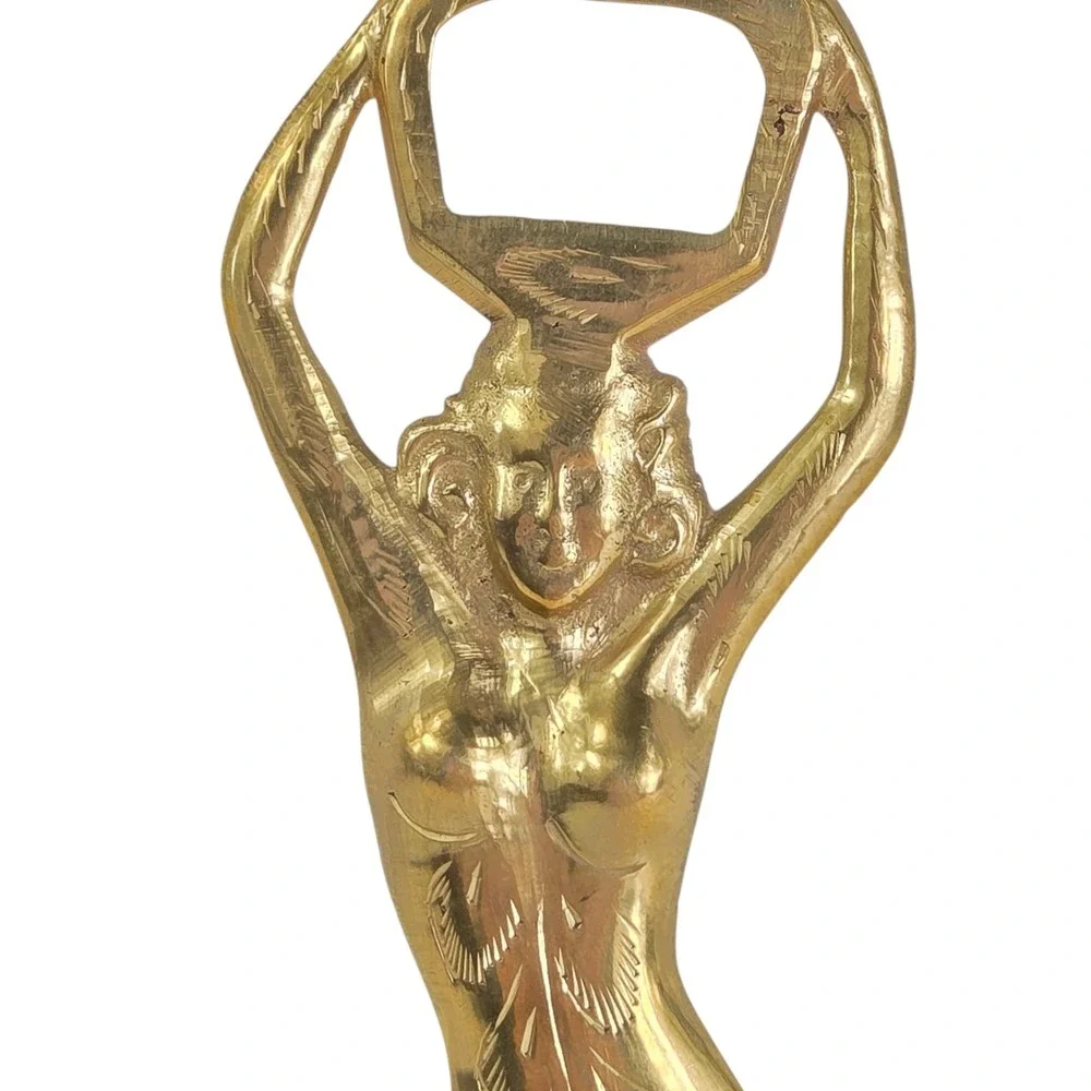 Vintage 50s Indian Ethnic Lady Brass Bottle Opener Nude Figure‎ Collectable